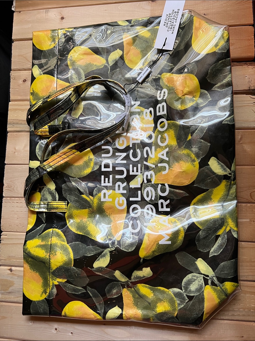 Marc Jacobs Black and Yellow Lemon Plastic outer Print Tote